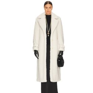 NEW Ena Pelly Harri Oversized Belted Teddy Coat in Bone White